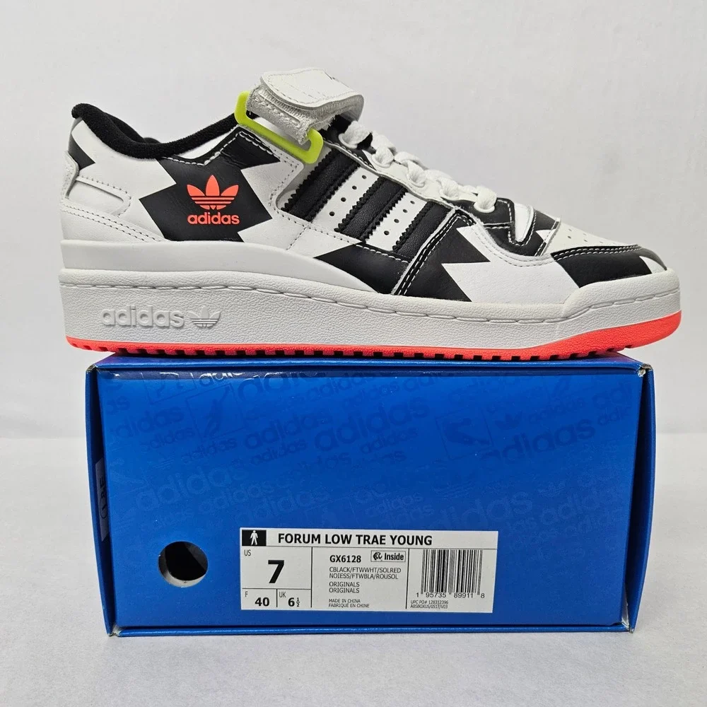 Adidas Men's Forum Low Trae Young Casual Shoes GX6128 White Black Solar Red Sz 7